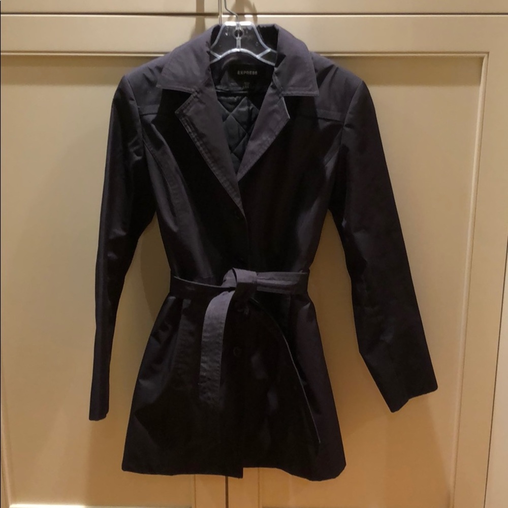 Black insulated trench coat by Express.